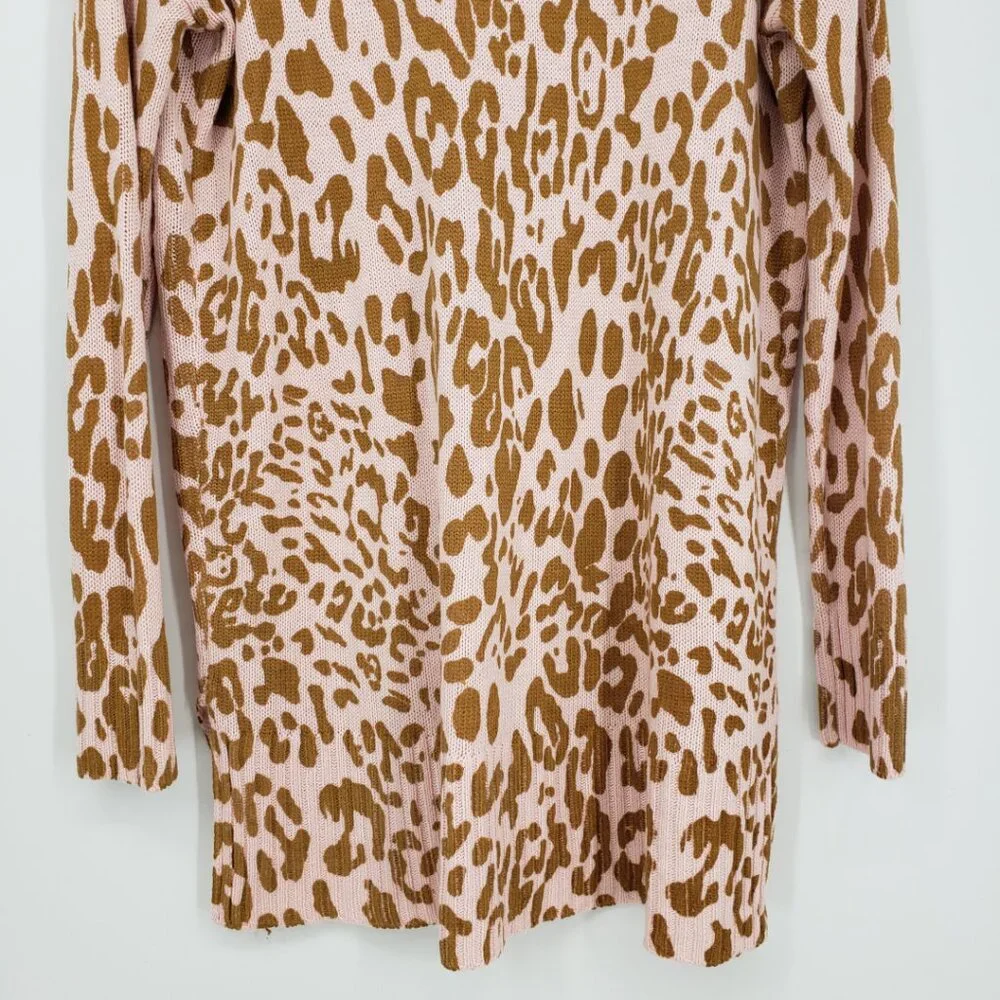 Show Me Your Mumu Leopard Print Cliffside Sweater S Relaxed Fit Tunic Pink Brown